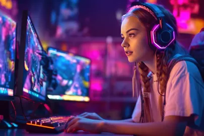Jeune fille jouant aux jeux vidéos